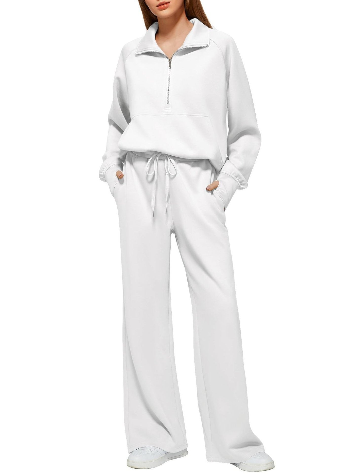 Marcatino™ | Dames Effen Katoenen Tweedelige Rits Set