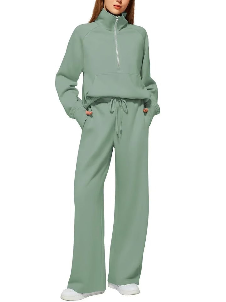 Marcatino™ | Dames Effen Katoenen Tweedelige Rits Set