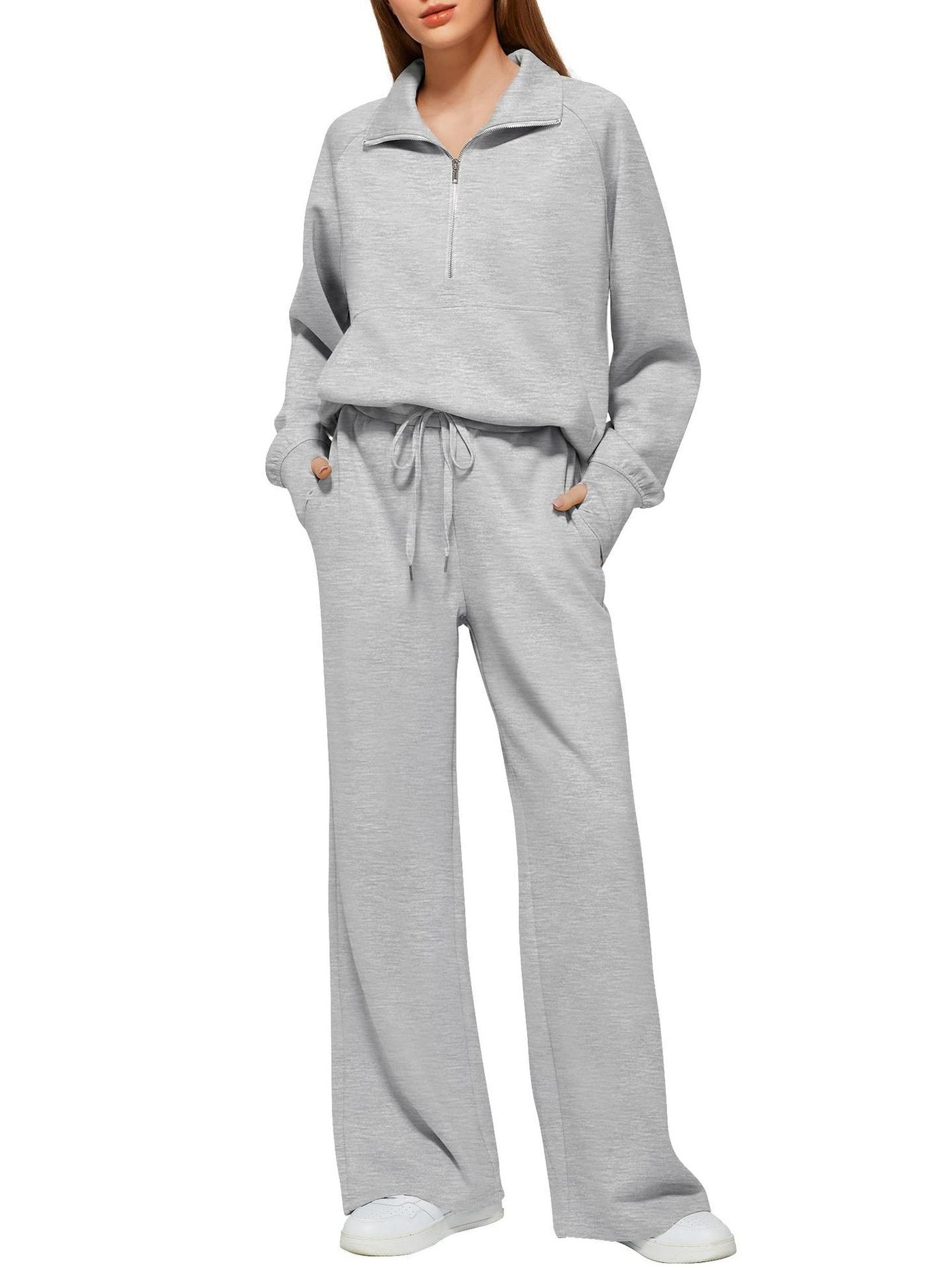 Marcatino™ | Dames Effen Katoenen Tweedelige Rits Set
