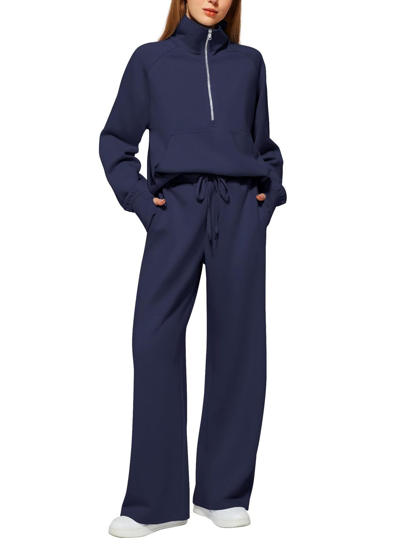 Marcatino™ | Dames Effen Katoenen Tweedelige Rits Set