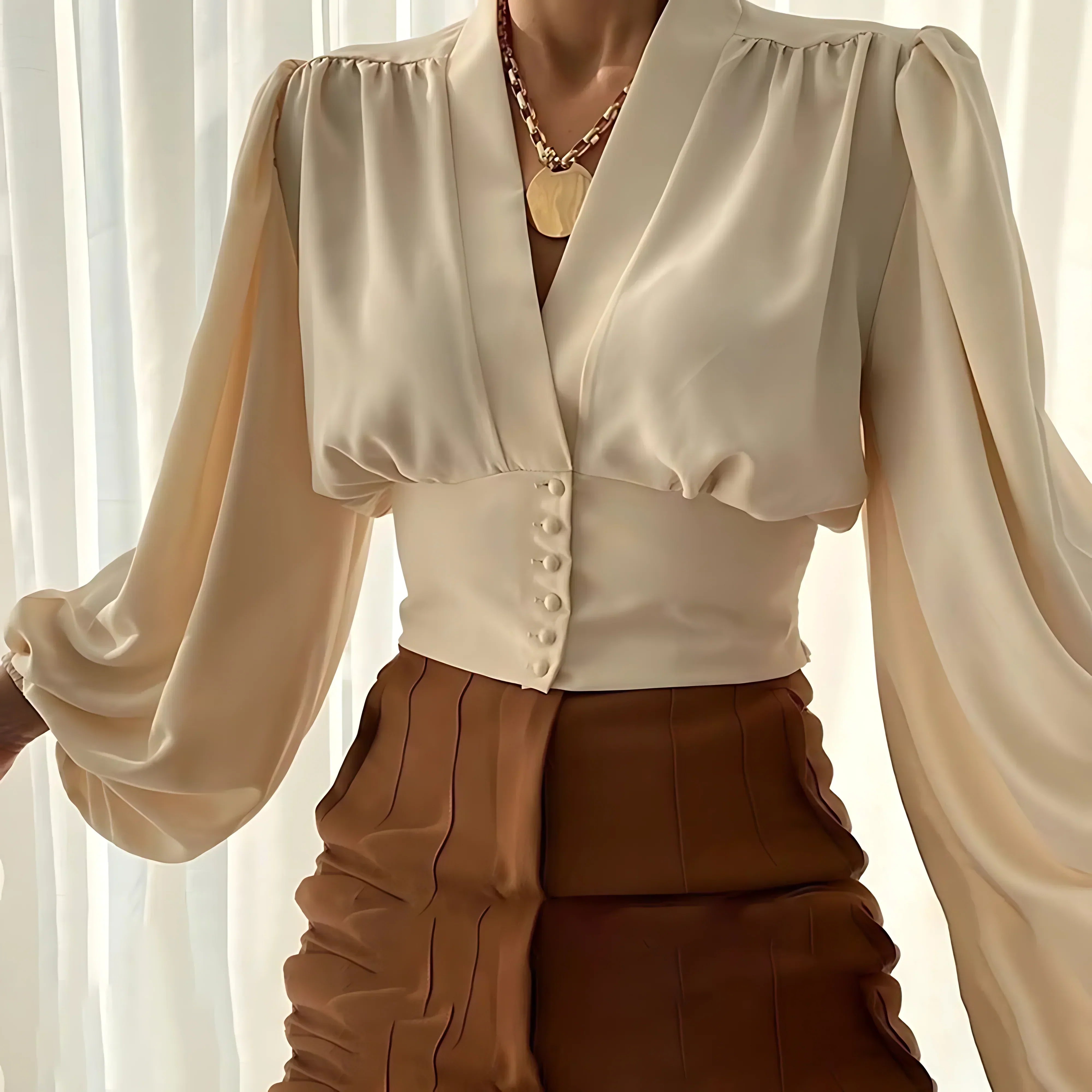 Marcatino™ | Klassieke Luxe Heuplijn Blouse