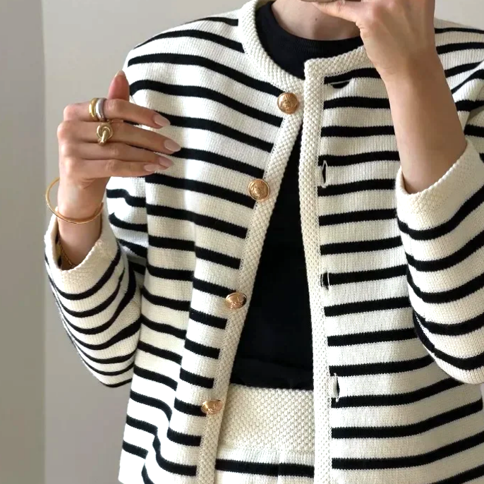 Marcatino™ Mykonos Gestreept Vest & Korte Broek met Gouden Knop