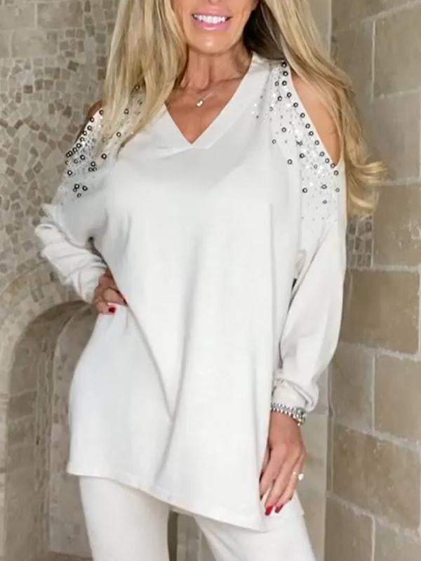 Marcatino™ V-hals Diamant Top met Lange Mouwen