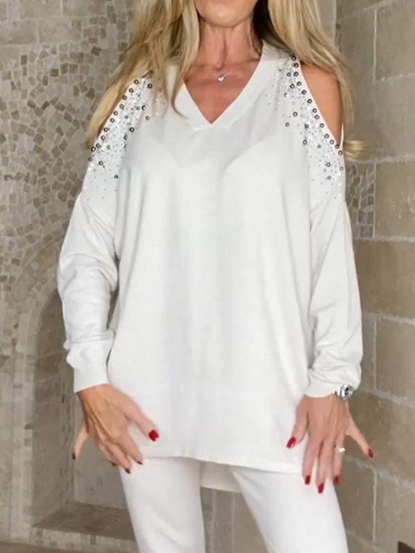 Marcatino™ V-hals Diamant Top met Lange Mouwen