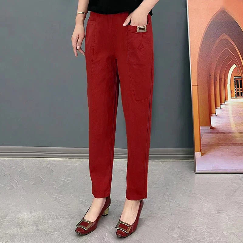 Marcatino™ CottonPants: Casual Katoenen Elastische Damesbroek