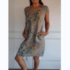 Marcatino™ FloralDress: Jurk met Ronde Hals en Botanische Print voor Dames