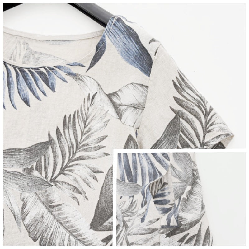 Marcatino™ FloralDress: Jurk met Ronde Hals en Botanische Print voor Dames