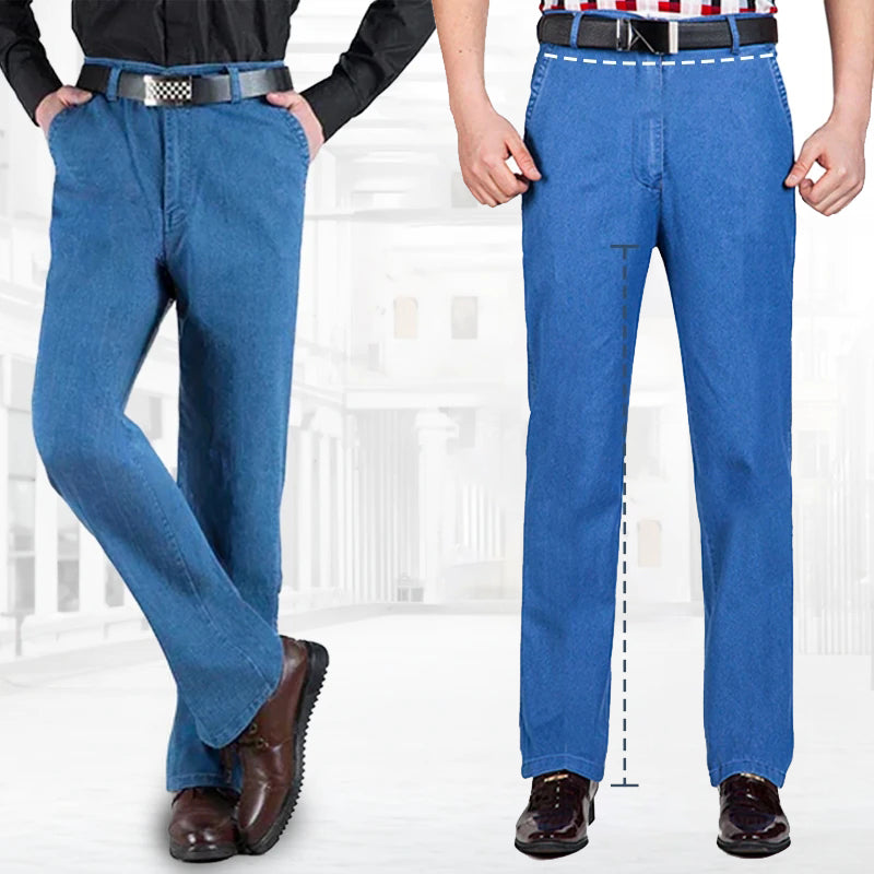 Marcatino™ MenJeans:  Rechte Pasvorm Stretch Jeans Met Hoge Taille Voor Mannen