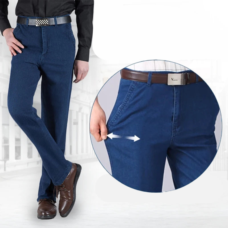 Marcatino™ MenJeans:  Rechte Pasvorm Stretch Jeans Met Hoge Taille Voor Mannen