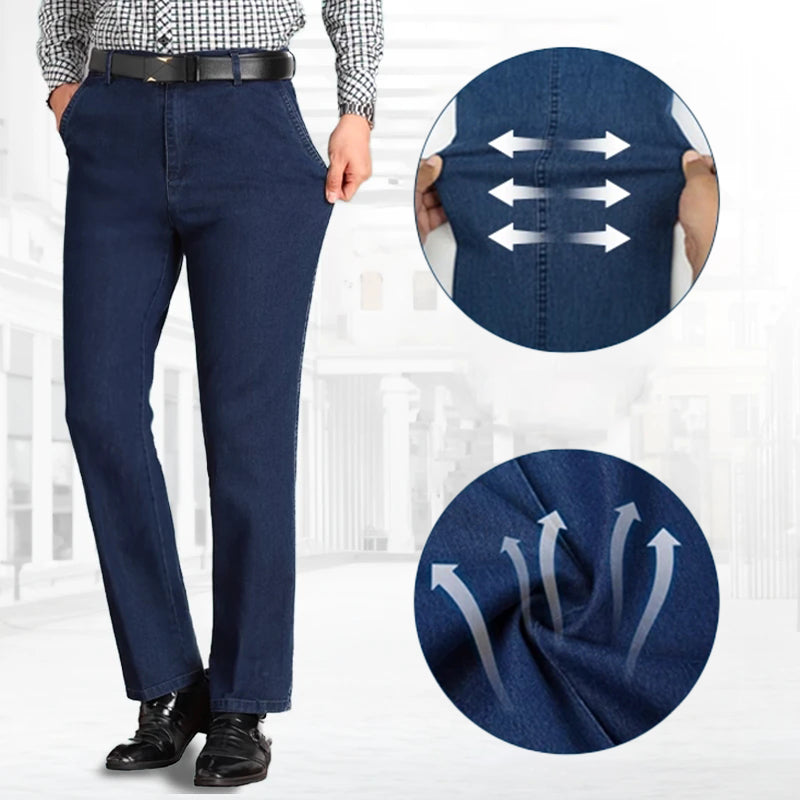 Marcatino™ MenJeans:  Rechte Pasvorm Stretch Jeans Met Hoge Taille Voor Mannen