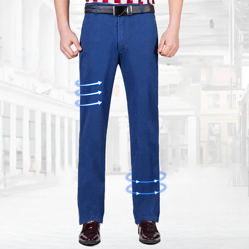 Marcatino™ MenJeans:  Rechte Pasvorm Stretch Jeans Met Hoge Taille Voor Mannen