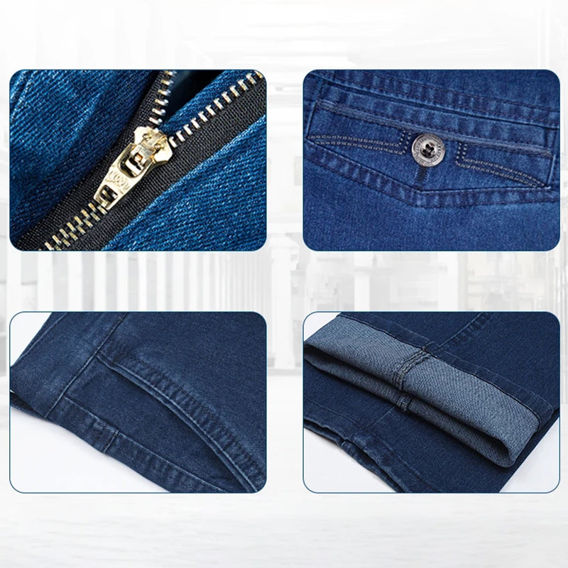 Marcatino™ MenJeans:  Rechte Pasvorm Stretch Jeans Met Hoge Taille Voor Mannen