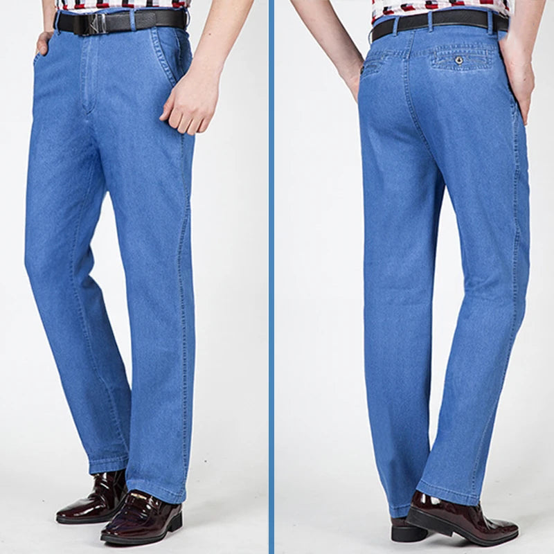 Marcatino™ MenJeans:  Rechte Pasvorm Stretch Jeans Met Hoge Taille Voor Mannen