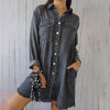 Marcatino™ DenimCoat: Faux Denim Comfortabele Lange Dames Jas