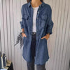 Marcatino™ DenimCoat: Faux Denim Comfortabele Lange Dames Jas
