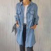Marcatino™ DenimCoat: Faux Denim Comfortabele Lange Dames Jas