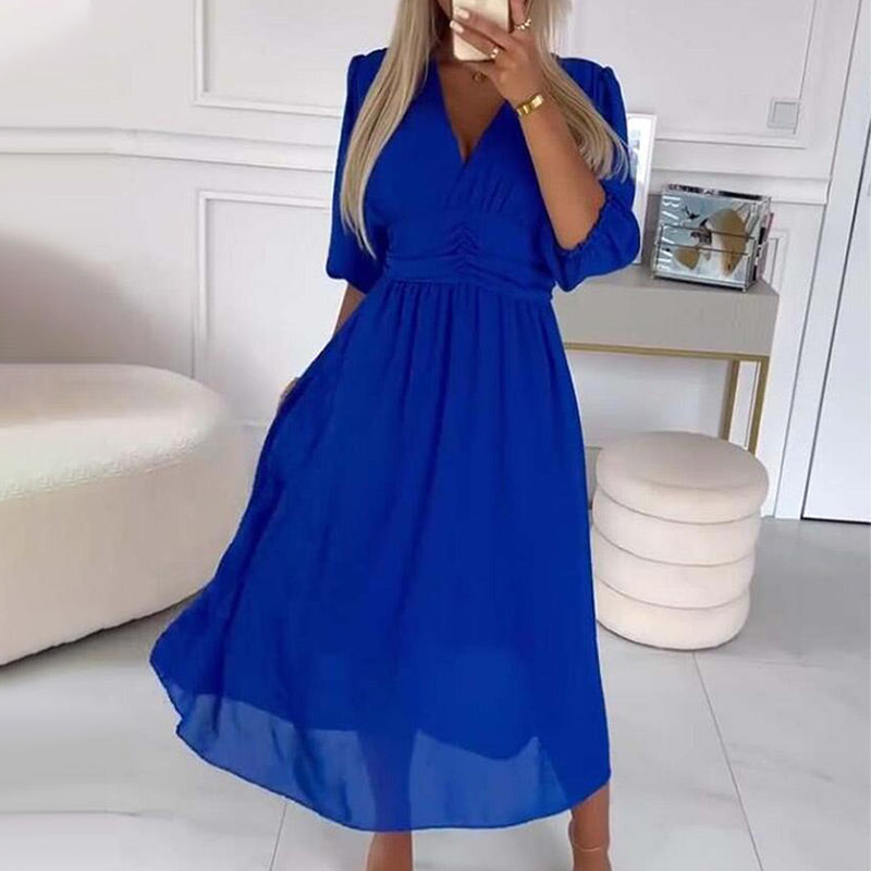 Marcatino™ | Vrouwen V-hals Lichtgewicht Chiffon Jurken