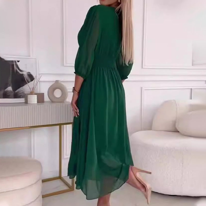 Marcatino™ | Vrouwen V-hals Lichtgewicht Chiffon Jurken