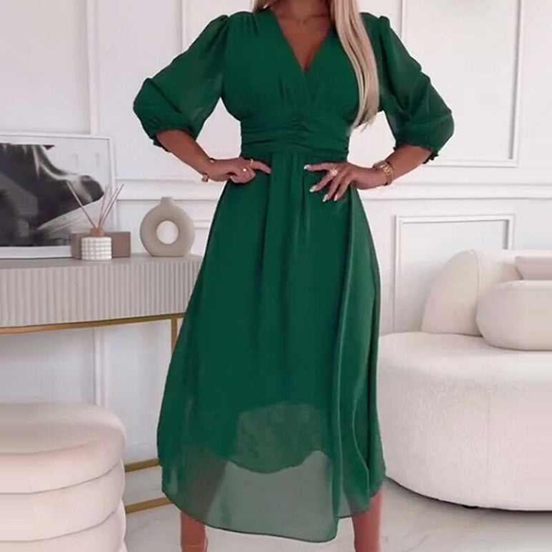 Marcatino™ | Vrouwen V-hals Lichtgewicht Chiffon Jurken