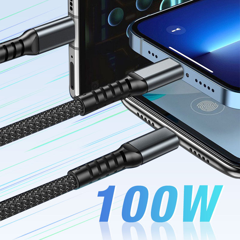 ChargingCables 2+1 GRATIS: 100W Universele 3-In-1 Snellaadkabel