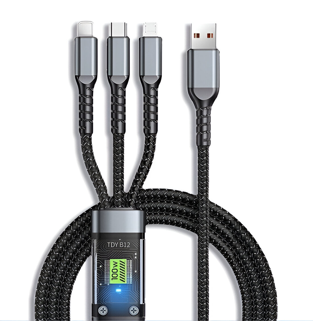 ChargingCables 2+1 GRATIS: 100W Universele 3-In-1 Snellaadkabel