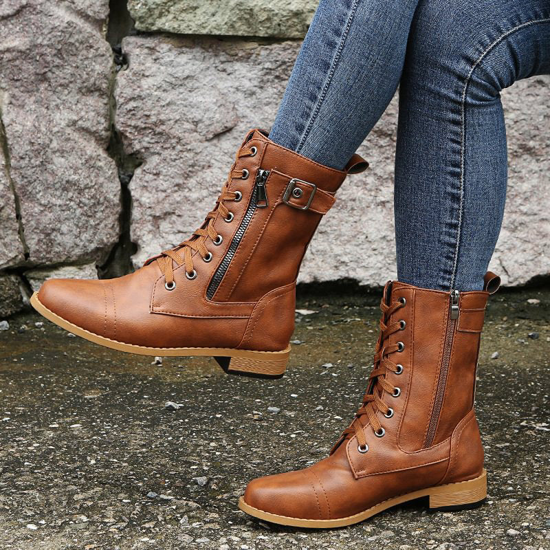 Marcatino™ WomenBoots: Dameslaarzen met Ronde Neus en Ritssluiting aan de Zijkant