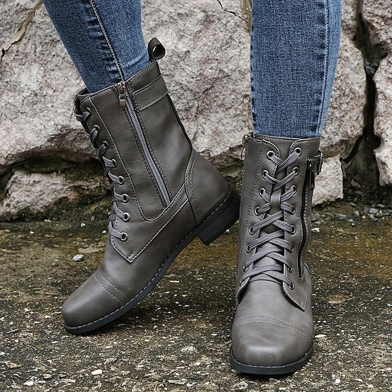 Marcatino™ WomenBoots: Dameslaarzen met Ronde Neus en Ritssluiting aan de Zijkant