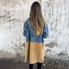 Marcatino™ | Trenchcoat van Middellange Lengte met Stiksels in Denim Jean