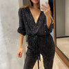 Marcatino™ | Glitterende Jumpsuits voor Dames met V-Hals en RIem