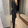 Marcatino™ | Glitterende Jumpsuits voor Dames met V-Hals en RIem
