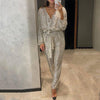 Marcatino™ | Glitterende Jumpsuits voor Dames met V-Hals en RIem