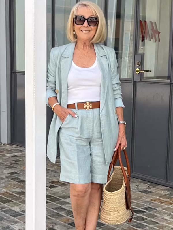 Marcatino™ CoatSet: Dames Lange Mouw Jas en Korte Broek Set