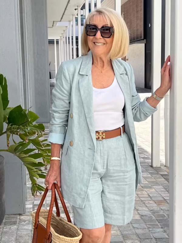 Marcatino™ CoatSet: Dames Lange Mouw Jas en Korte Broek Set