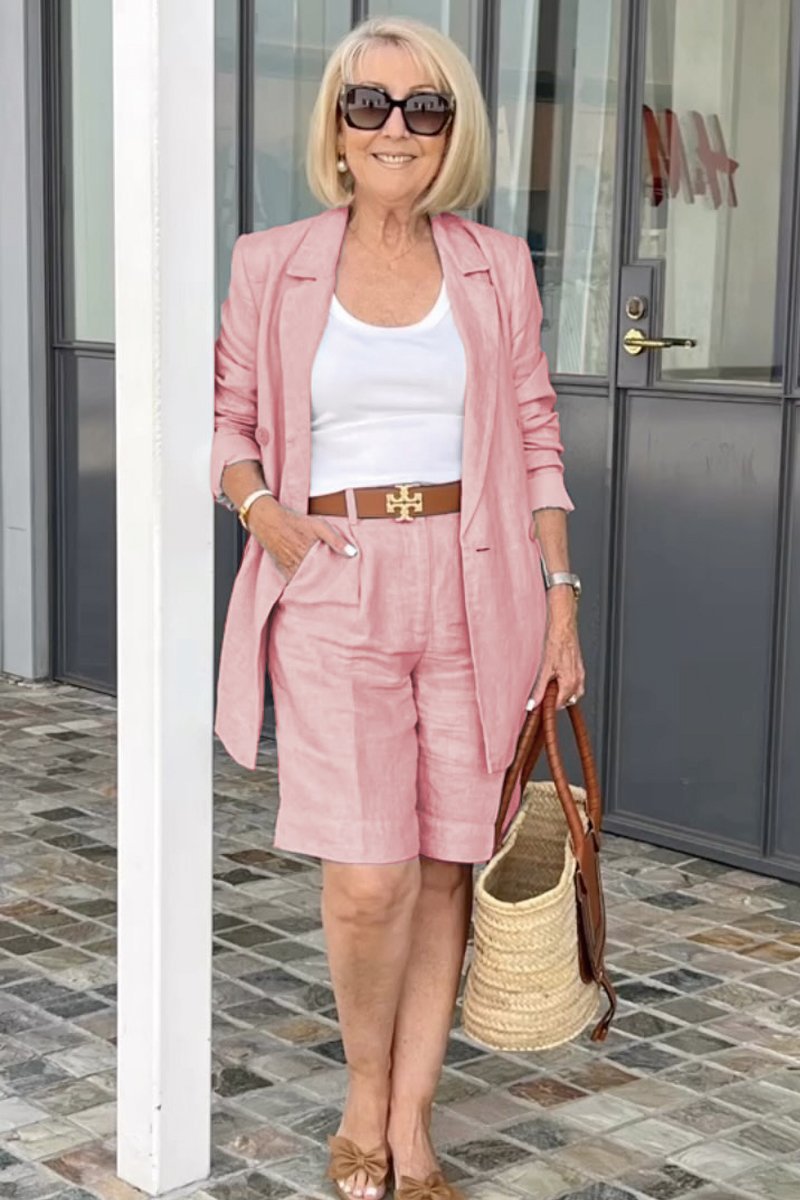 Marcatino™ CoatSet: Dames Lange Mouw Jas en Korte Broek Set