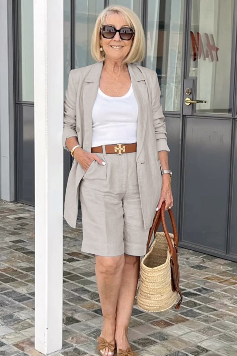 Marcatino™ CoatSet: Dames Lange Mouw Jas en Korte Broek Set