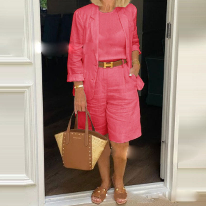 Marcatino™ CoatSet: Dames Lange Mouw Jas en Korte Broek Set