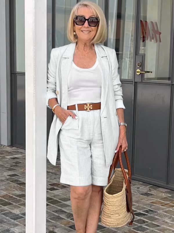 Marcatino™ CoatSet: Dames Lange Mouw Jas en Korte Broek Set